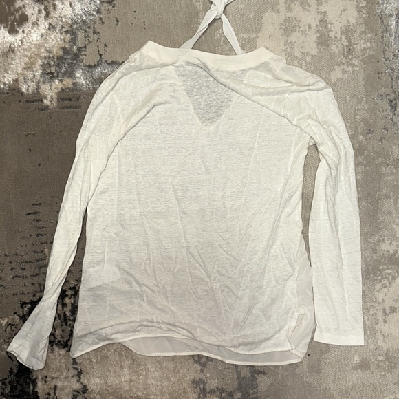 Sandro Paris Ivory Bow Neck Long Sleeve Sheer Blouse Top Women's - Picture 6 of 8